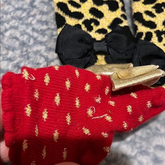 Stylish Kids Accessories - Leopard Print and Red Socks with Bows - Picture 2 of 2